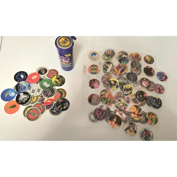 Vintage 1990s POG Large Mixed Lot - World POG Federation Tournament Pogs - Picture 1 of 7